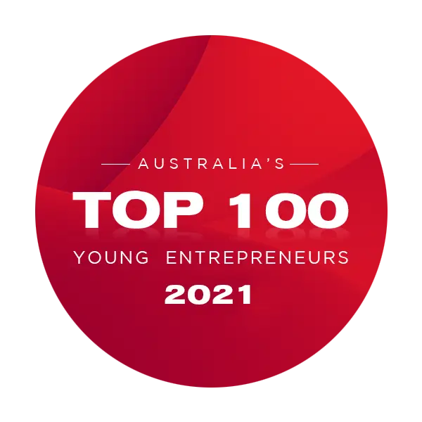 Top 100 Young Entrepreneurs badge, 2021